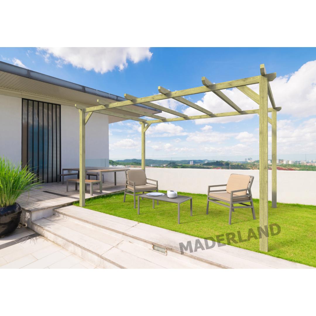Pérgola de madera maciza Barcelona Maderland 510x300 cm
