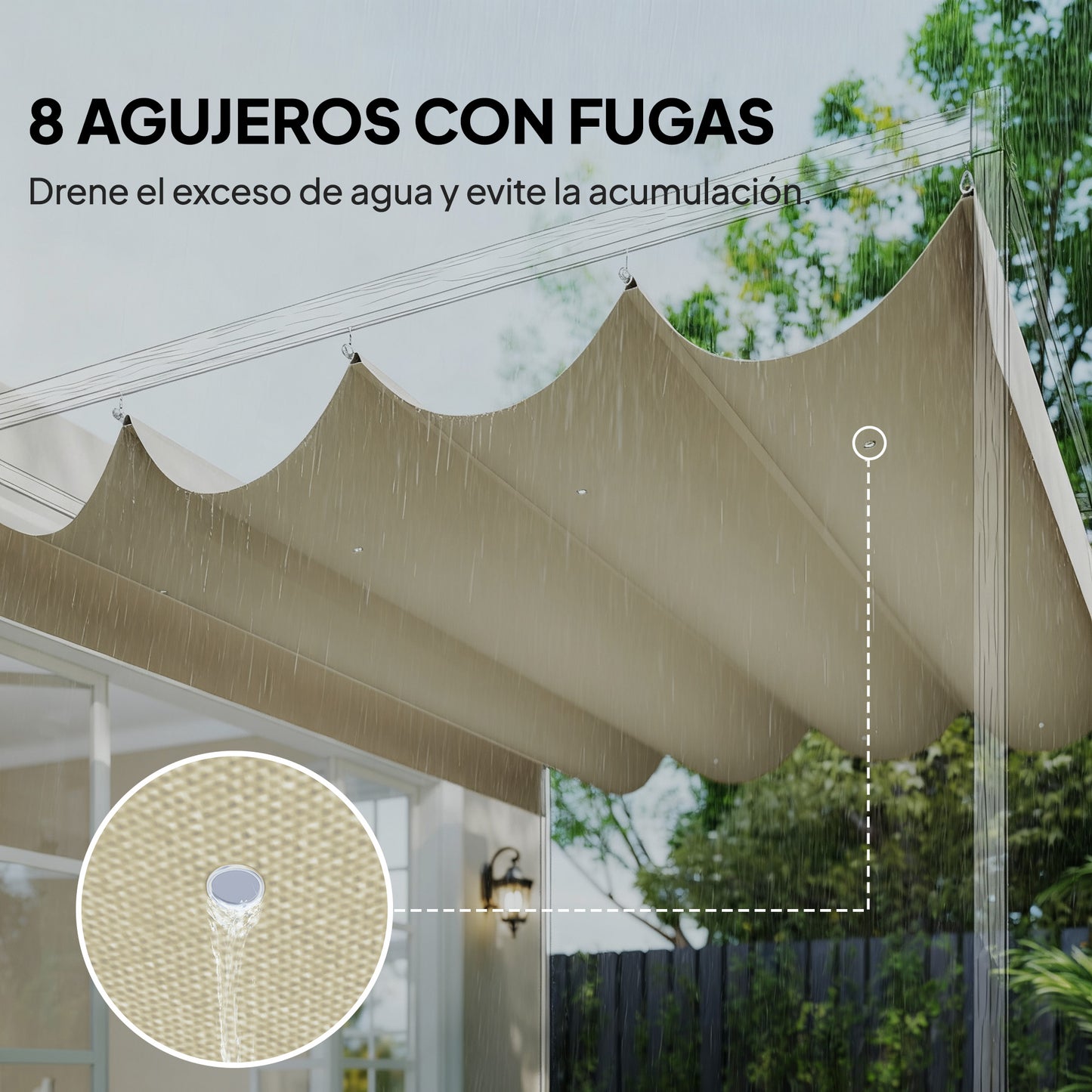 Outsunny Techo De Pérgola Retráctil 4x3,5 M Para Marco De Pérgola De 4x3 M_5