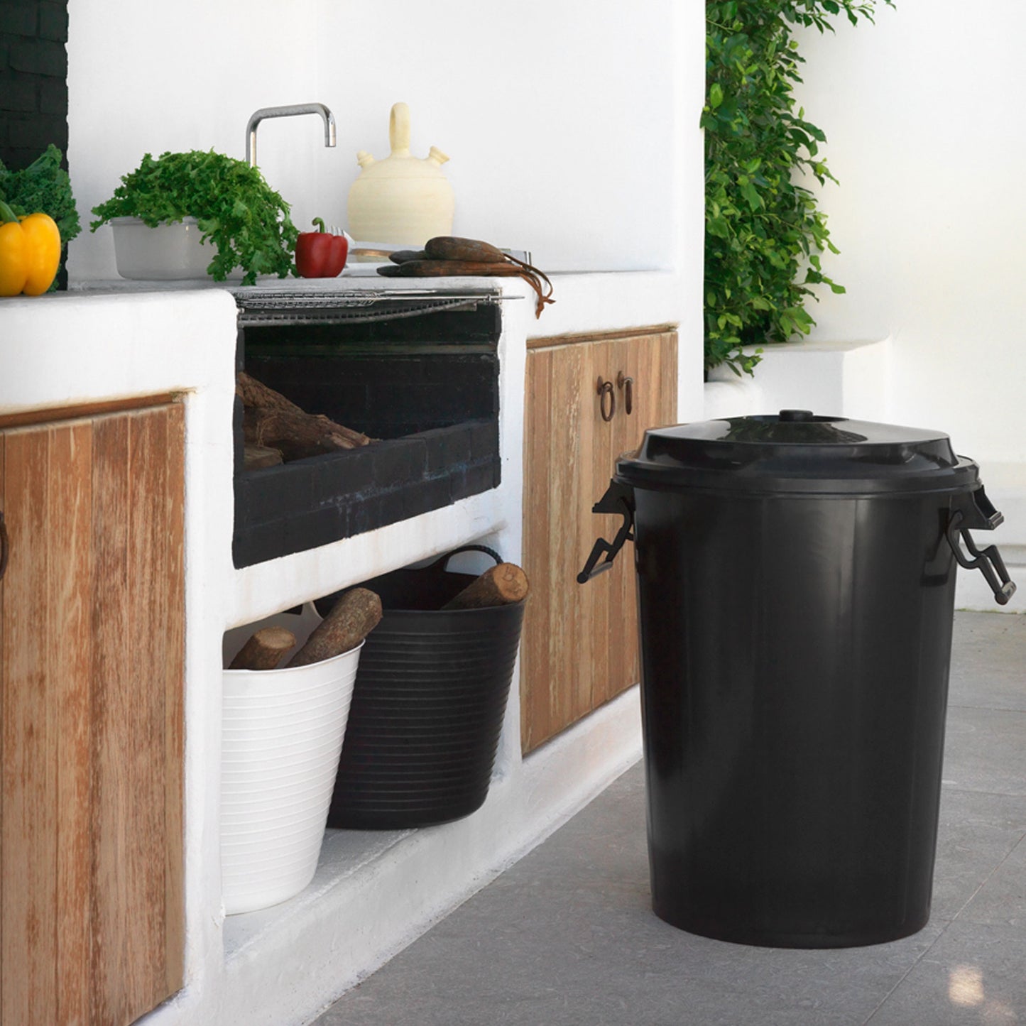 Cubo De Basura 100l Con Asas, Ideal Para Espacios Comunitarios, Sin Tapa (se Vende Por Separado)