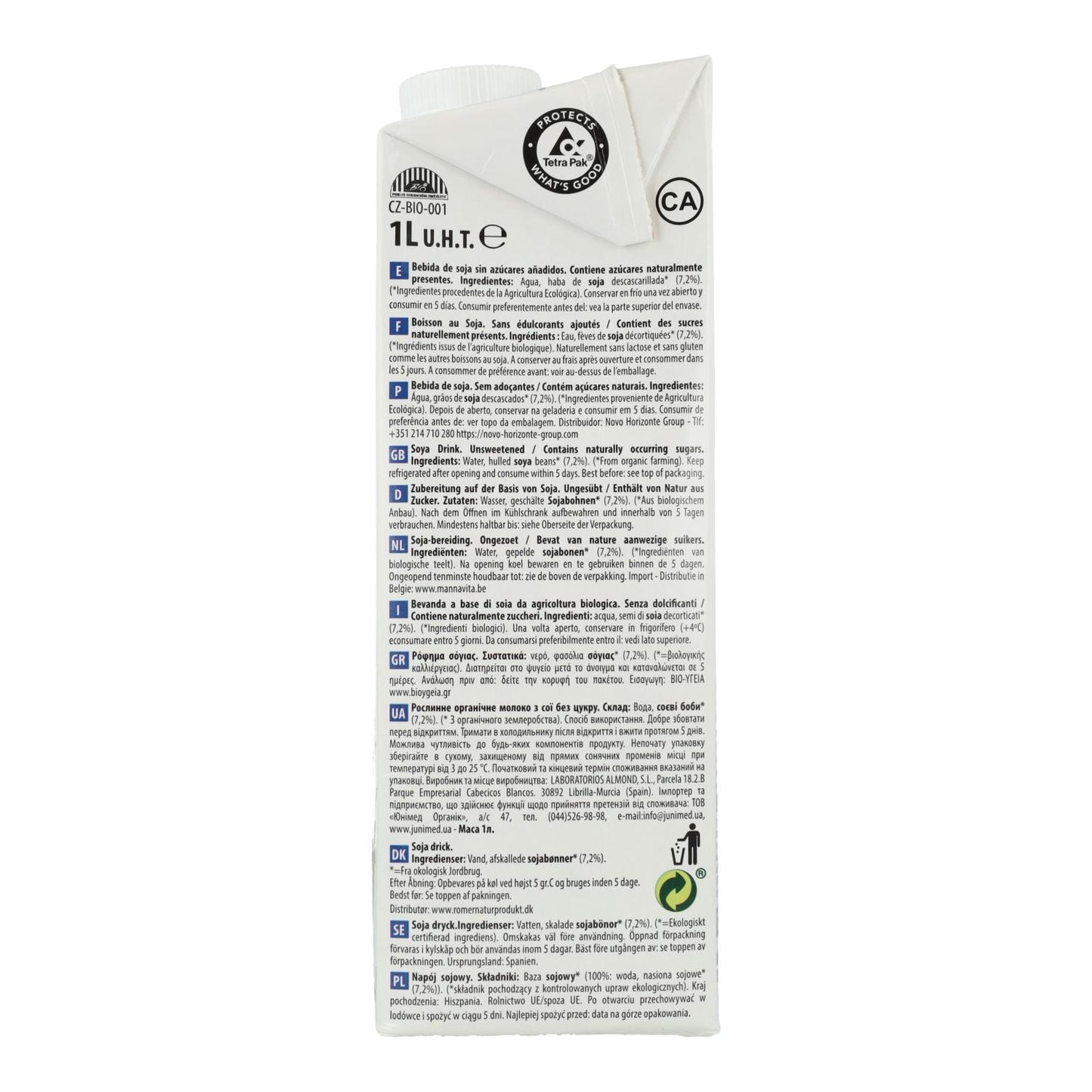 Bebida de Soja Nature sin Azúcares NaturGreen, 1 L