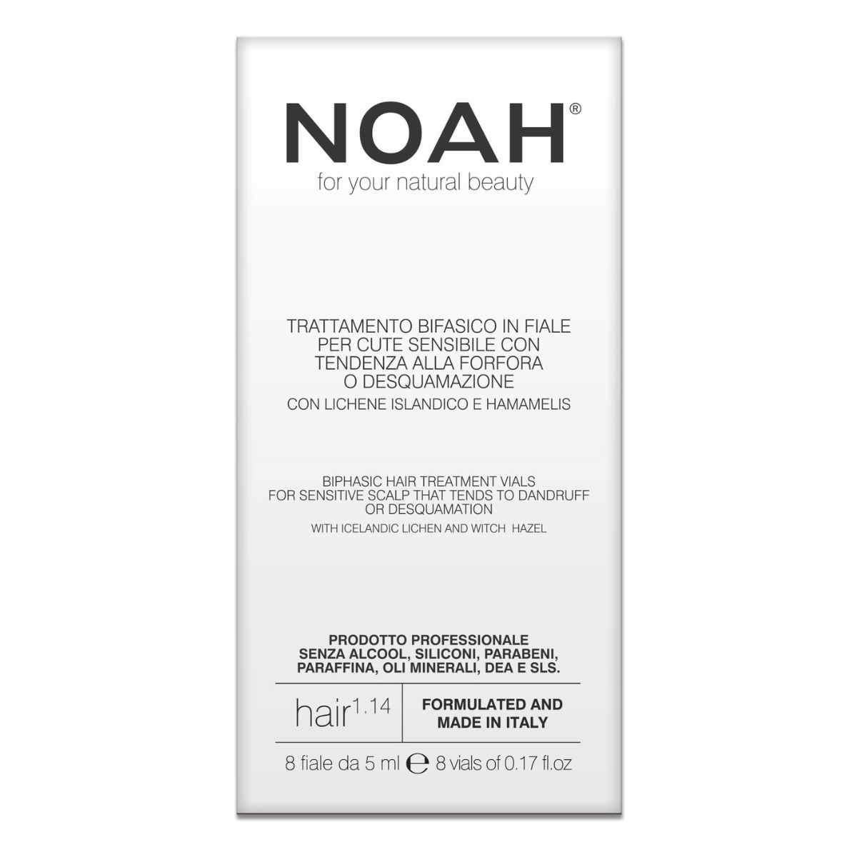 Ampollas de tratamiento bifásico para cuero cabelludo sensible Noah 8 ampollas