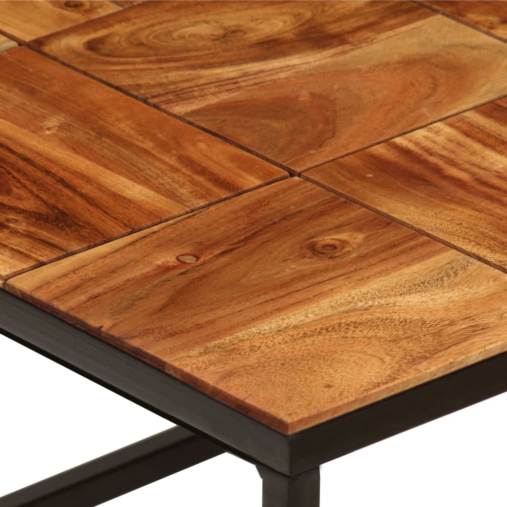 Mesa De Centro Madera Maciza De Acacia Y Acero 110x60x40 Cm_4