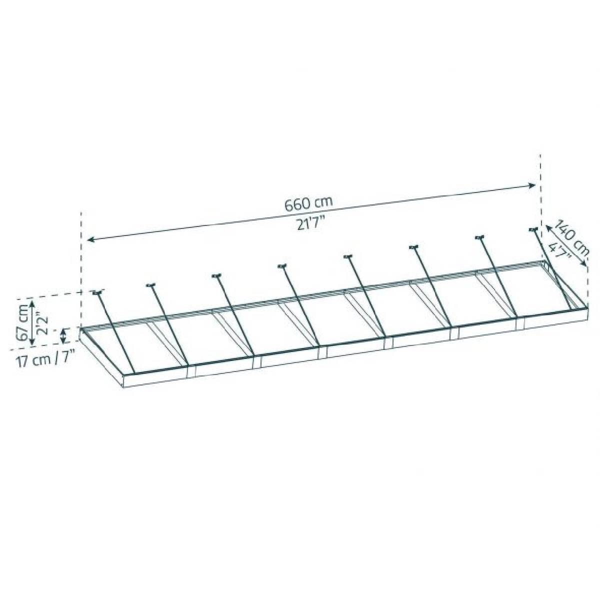 Marquesina para puerta Sophia XL 140x660 cm opal Canopia