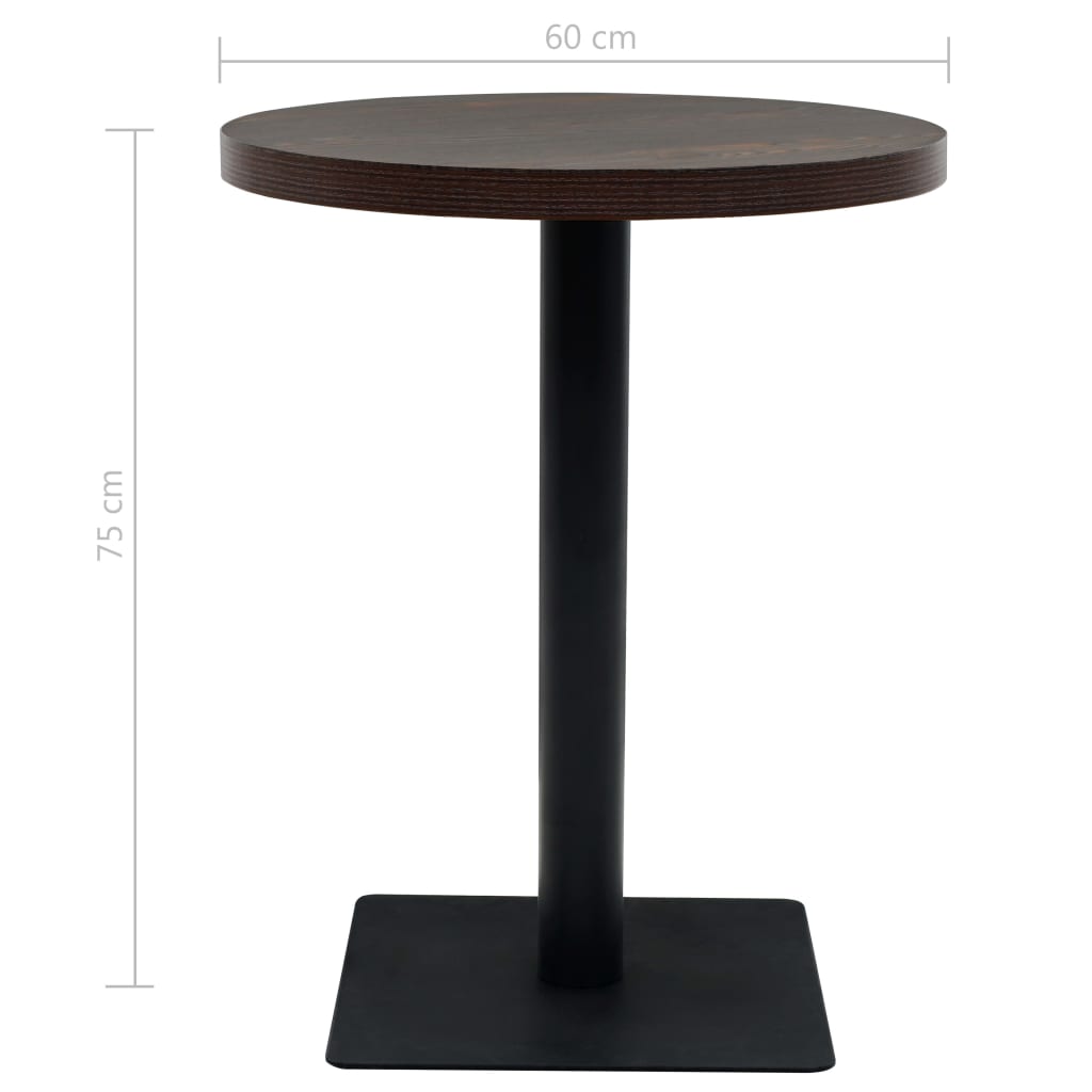 Mesa De Bar Bistró Mdf Y Acero Redonda Fresno Oscuro 60x75 Cm_4
