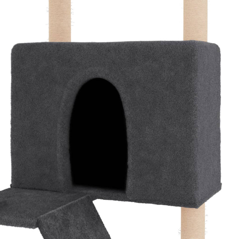 Vidaxl Rascador Para Gatos Con Postes De Sisal Gris Oscuro 143 Cm_5