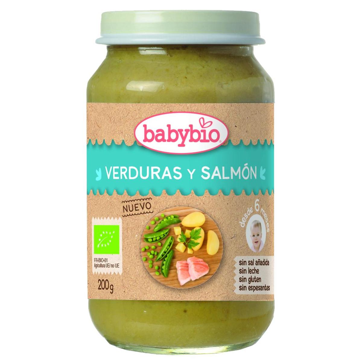 Pack 3 uds Tarrito menú tradición verduras y salmón, 200g. Babybio