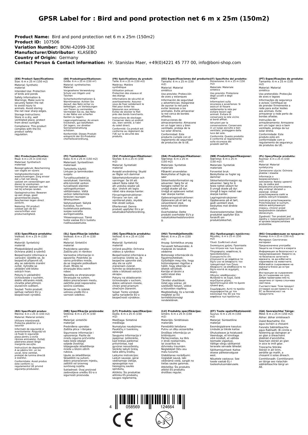 Vogel- Und Teichschutznetz 6 M X 25m (150m²)_1