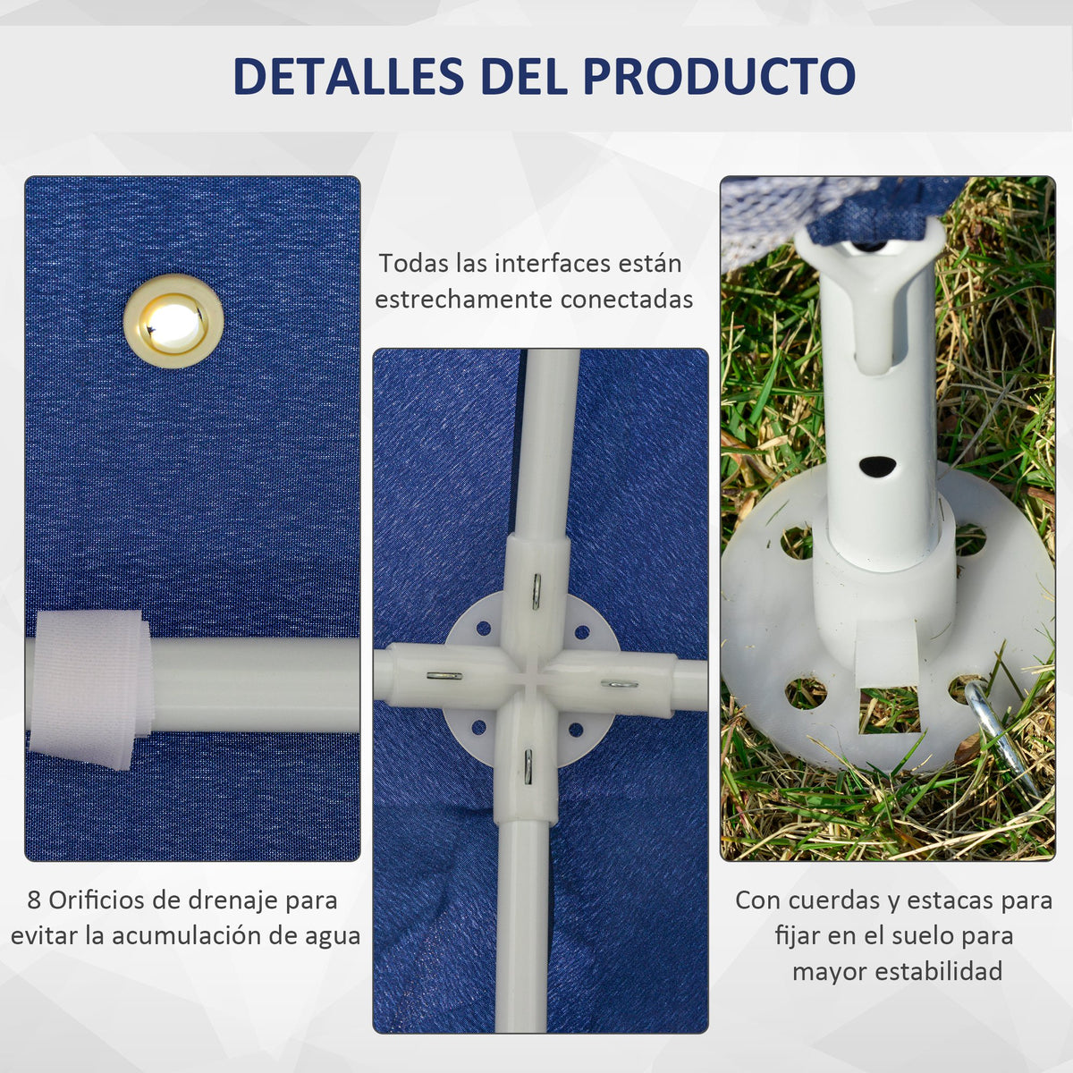 Carpa De Jardín Con 4 Partes Laterales Outsunny 3x3x2,45 M Azul_5