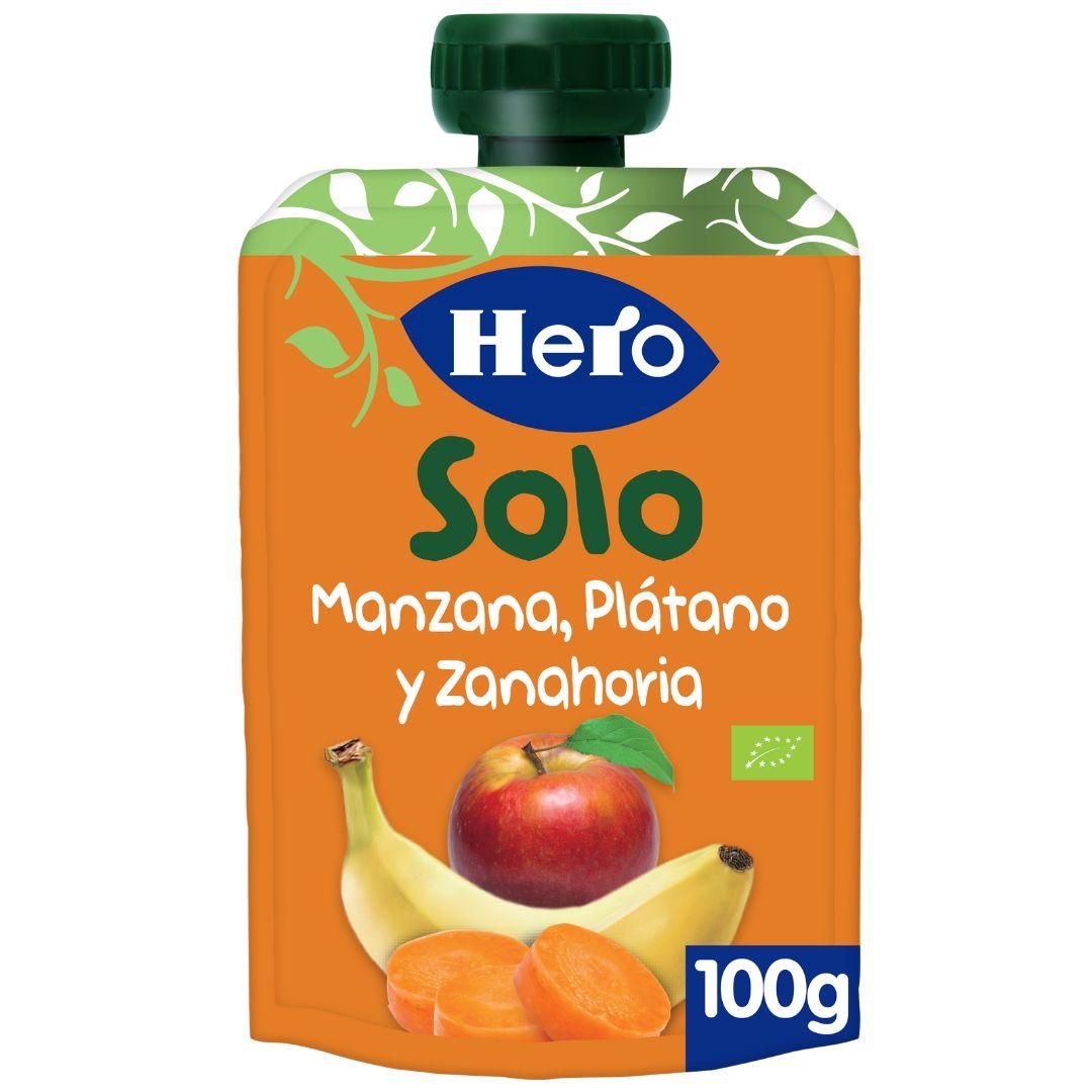 Bolsita de de Manzana, Plátano y Zanahoria 100% Eco 100 g- Hero Solo