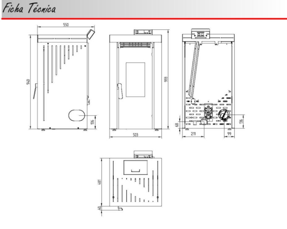 BRICOSOL Estufa de pellets aire frontal cristal serigrafiado FM Modelo BP-200 Blanco_3