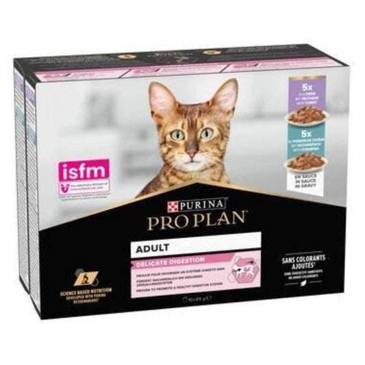PURINA PRO PLAN Gato  Adulto Delicate Digestion con pavo y pescado en salsa Sobre 10 x 85 g