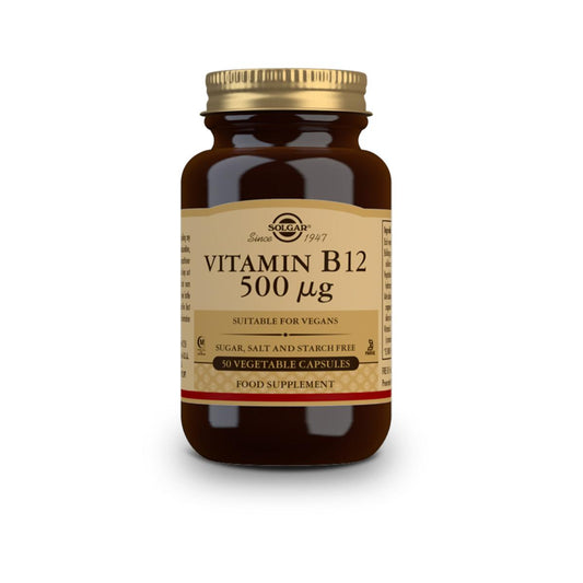 Vitamina B12, 50 cápsulas vegetales de 500μg (Cereza)