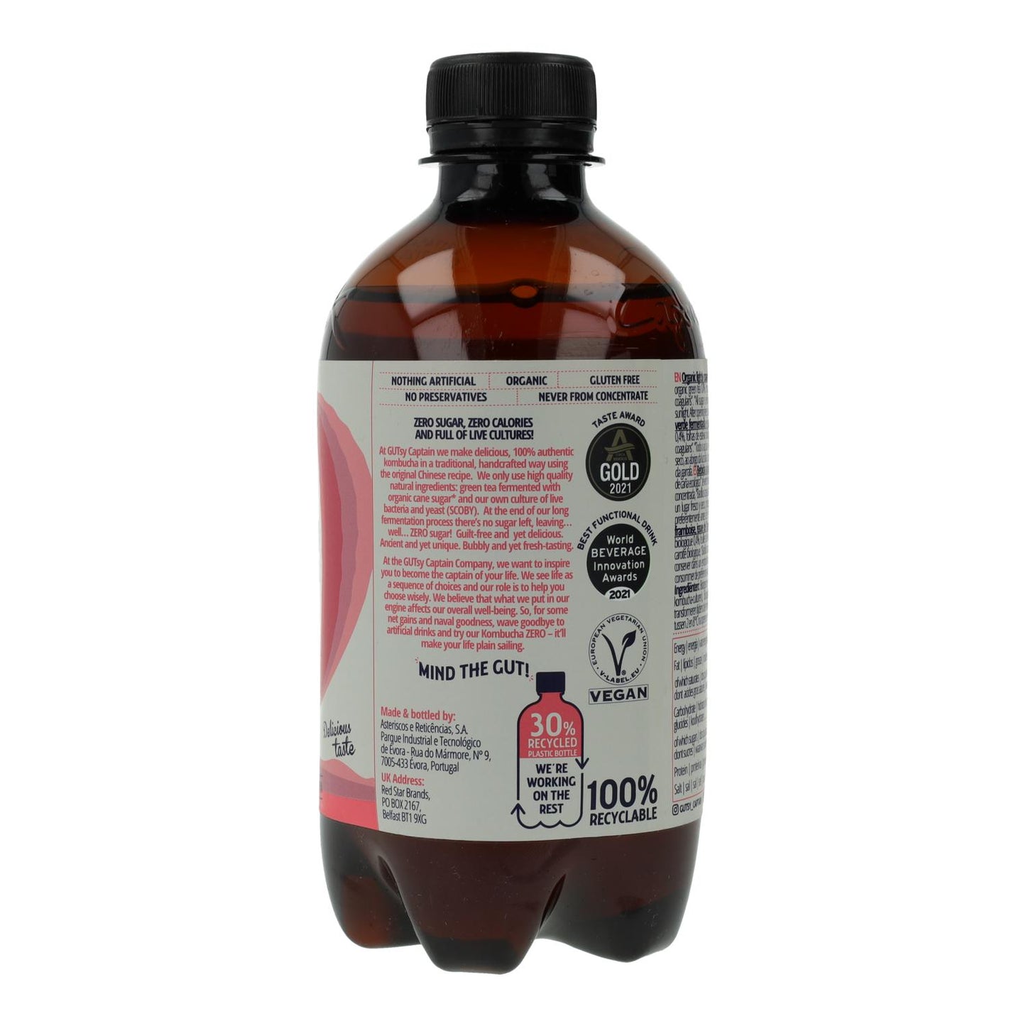 Captain Kombucha Zero Frambuesa Bio 400 Ml