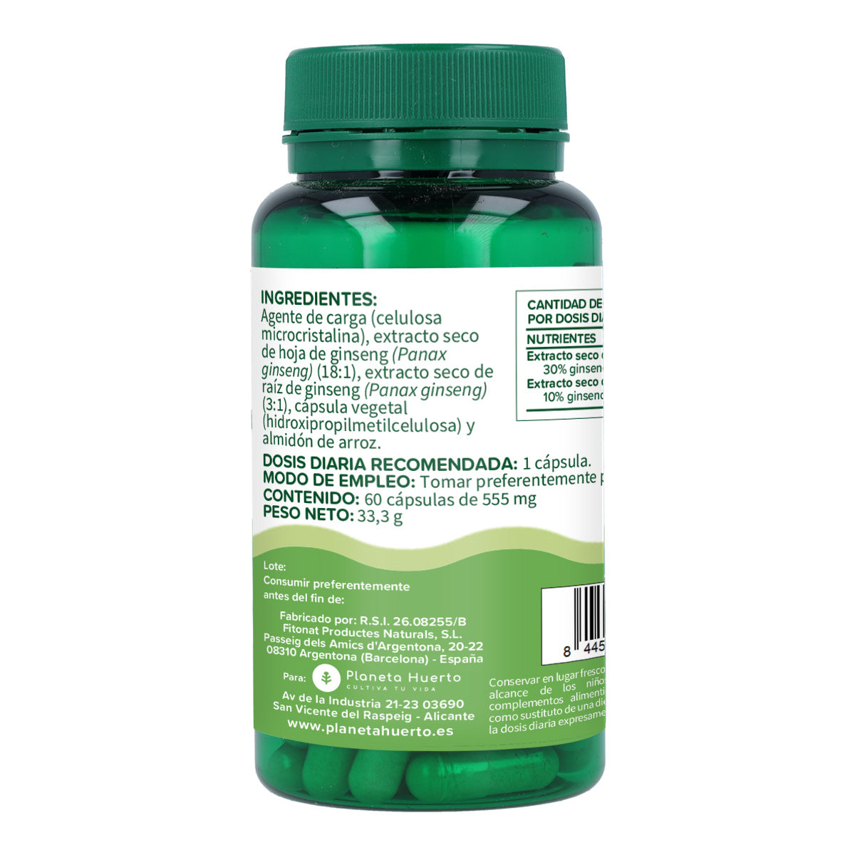 Ginseng Panax Planeta Huerto 60 cápsulas