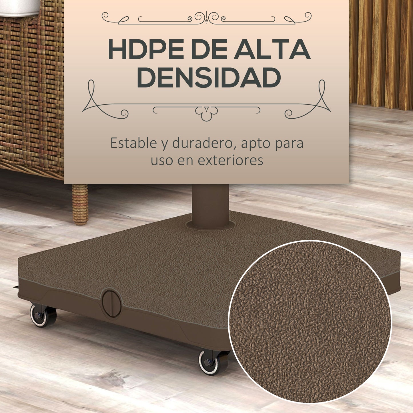Outsunny Base Para Sombrilla Con Ruedas Rellenable De Arena O Agua 45x45x39 Cm_5
