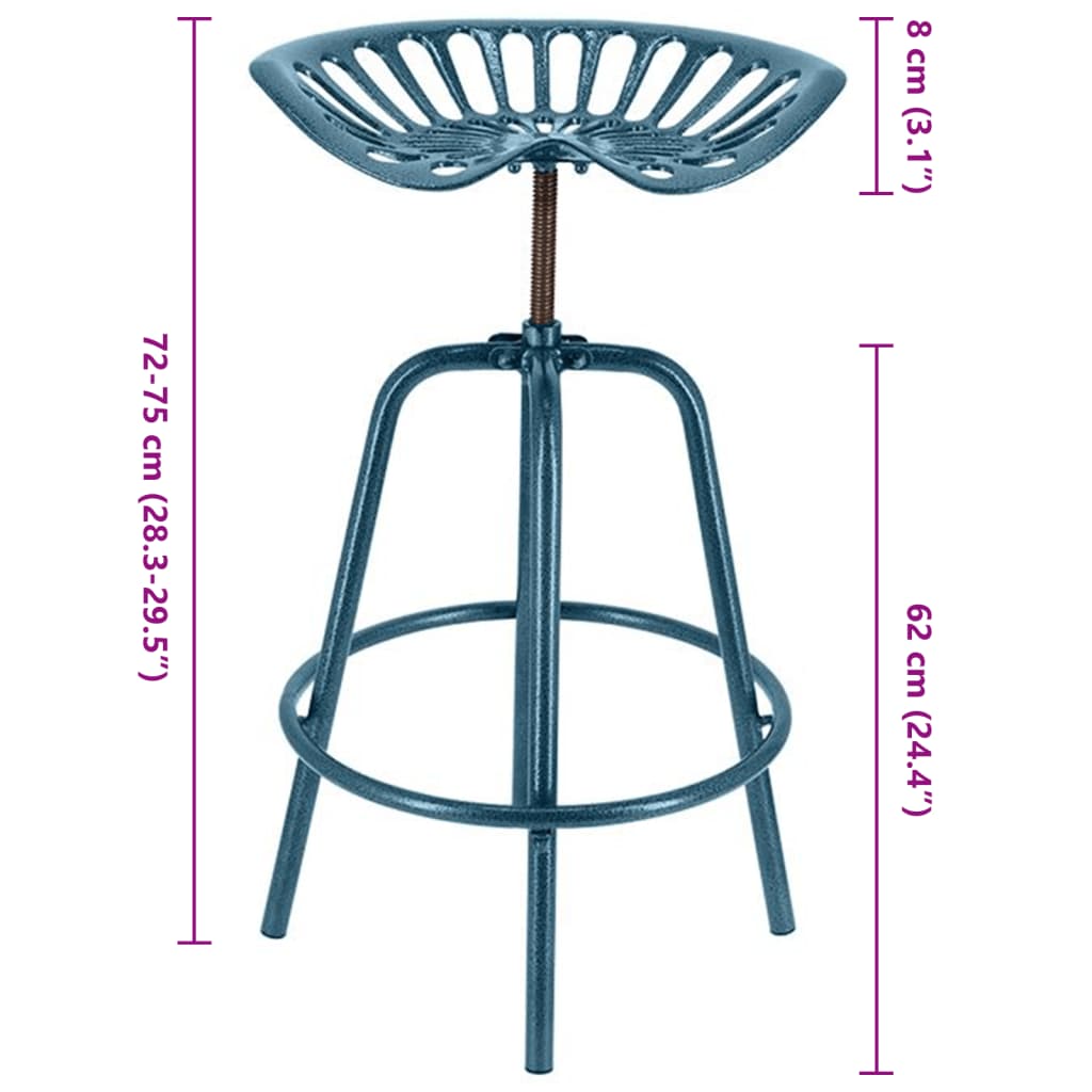 Esschert Design Taburete Con Forma De Asiento De Tractor Azul_1