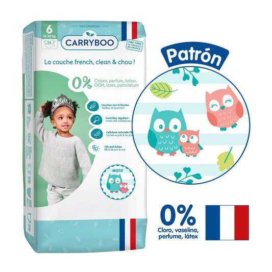 CARRYBOO - Pañales Ecológicos T6 (16-30kg) - Jumbo 36 pañales