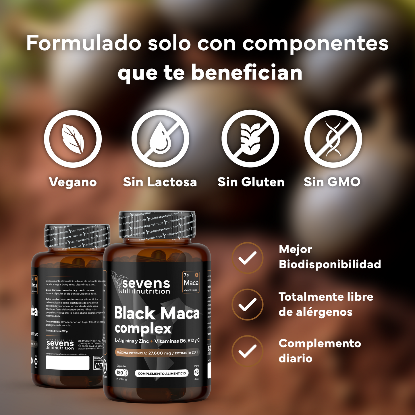 Maca Negra Con L-arginina Y Zinc + Vitaminas B6, B12 Y C. Reduce El Cansancio Y Aumenta Energía