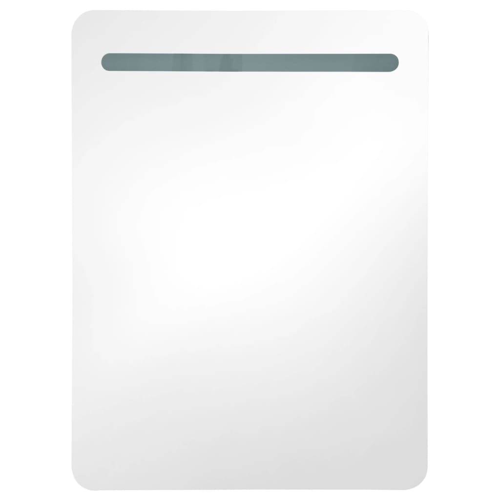 Armario De Baño Con Espejo Y Led Blanco Y Roble 60x11x80 Cm_3