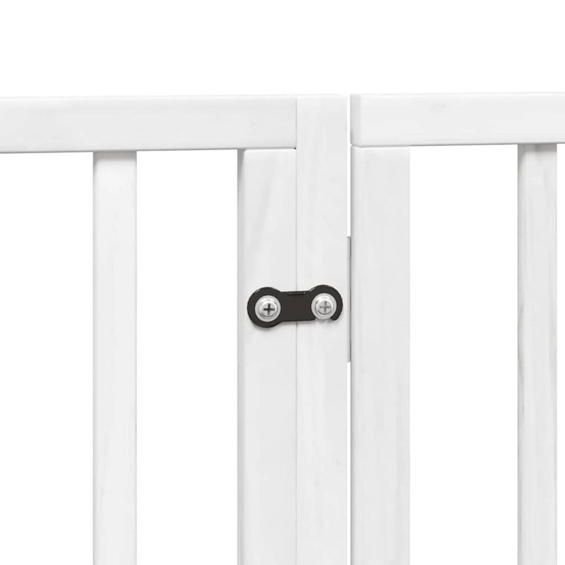 Vidaxl Puerta De Perros Plegable 8 Paneles Madera Álamo Blanca 640 Cm_5