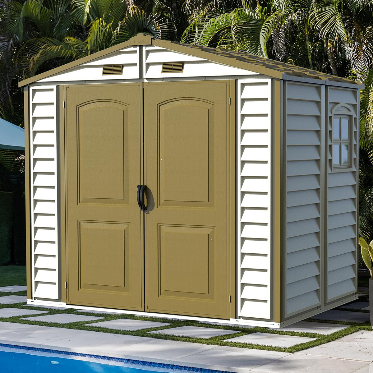 Duramax - Caseta Jardín - Storeall 8x6 - Pvc - Color Marfil Y Marrón_5
