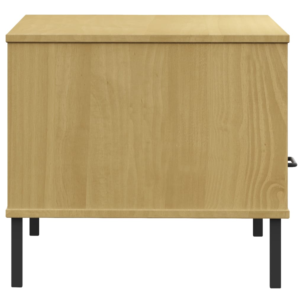 Mesa De Centro Patas Metal Oslo Madera Maciza Marrón 85x50x45cm_4