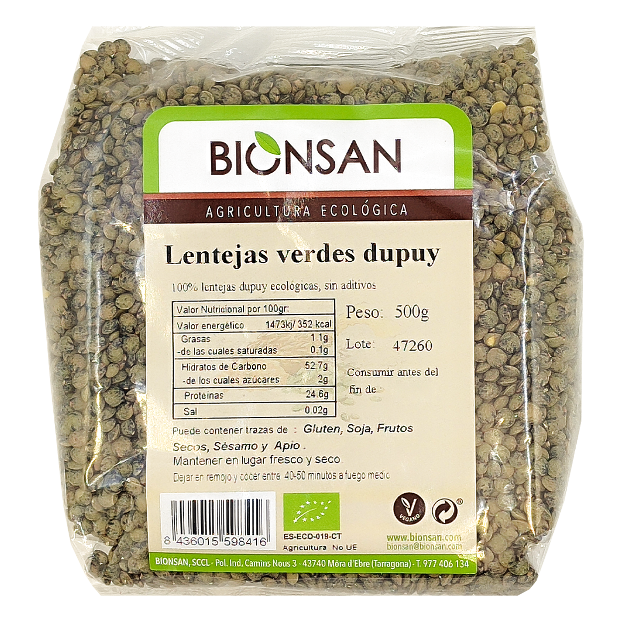 Lentejas Verdes Dupuy Ecológicas 500gr