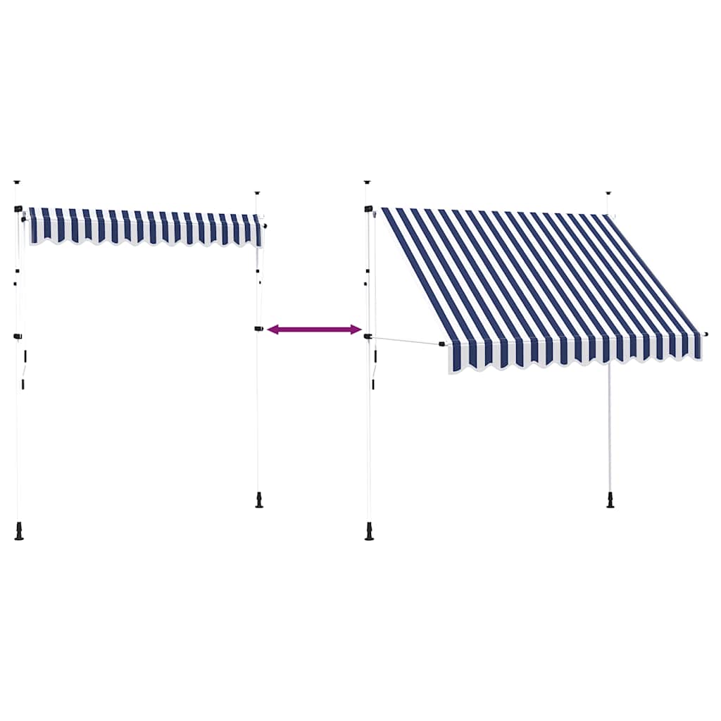 Toldo Manual Retráctil Azul Y Blanco A Rayas 250 Cm_5
