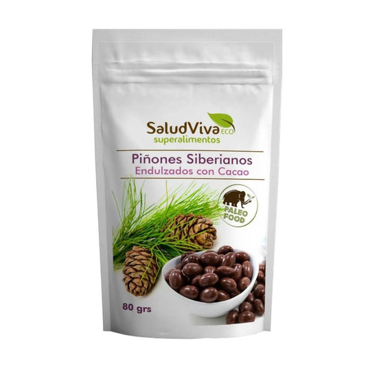 Piñones siberianos bañados con cacao Salud Viva 80 g