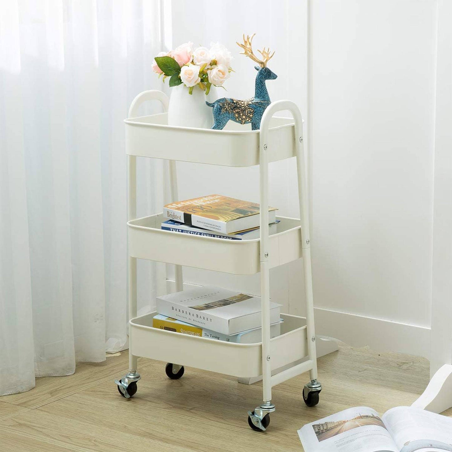 Well Home Carro De Cocina Blanco Con 3 Cestas Y Ruedas H.79,5cm_3