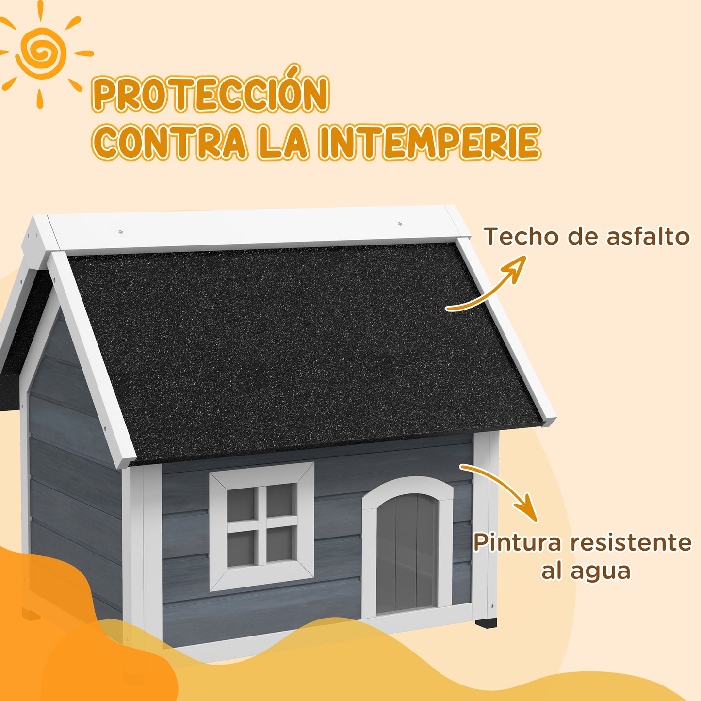 Pawhut Casa Para Gatos De Madera Con Techo Asfáltico Abatible Ventana Y Puertas_5