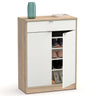 Zapatero Entrada Recibidor, Mueble Auxiliar Estrecho Zapatos, 2 Puertas, 1 Cajón 101x75x36 Cm, Briebe, Domus, Blanco