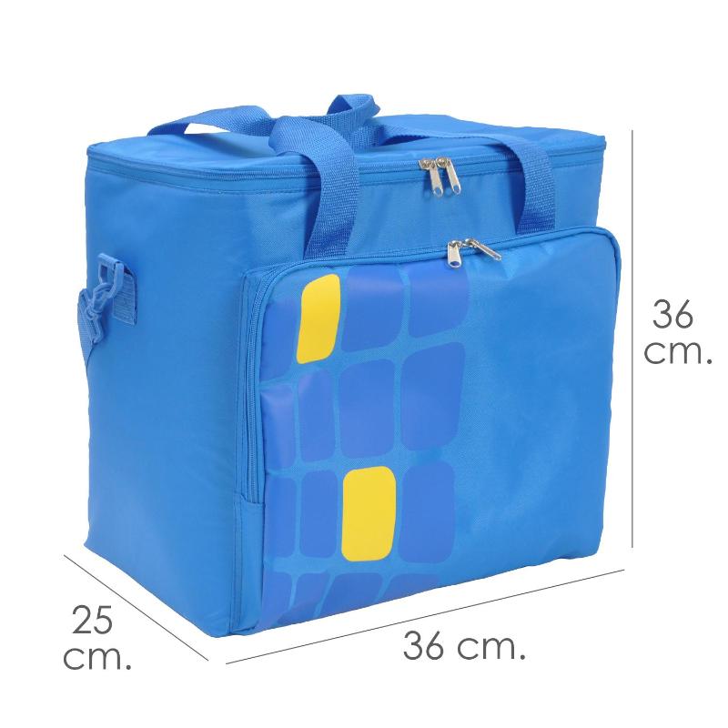 Bolsa / Mochila Termica Porta Alimentos Nevera 15 Litros Forro Interior Peva, Con Espuma Aislante, Color Azul