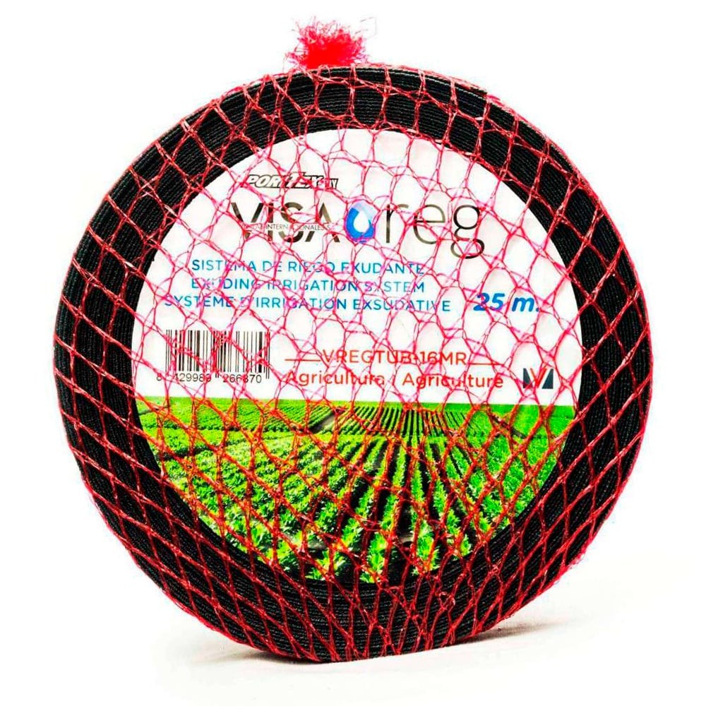 Tubería Textil Exudante. Malla Roja Especial Agricultura - 25m