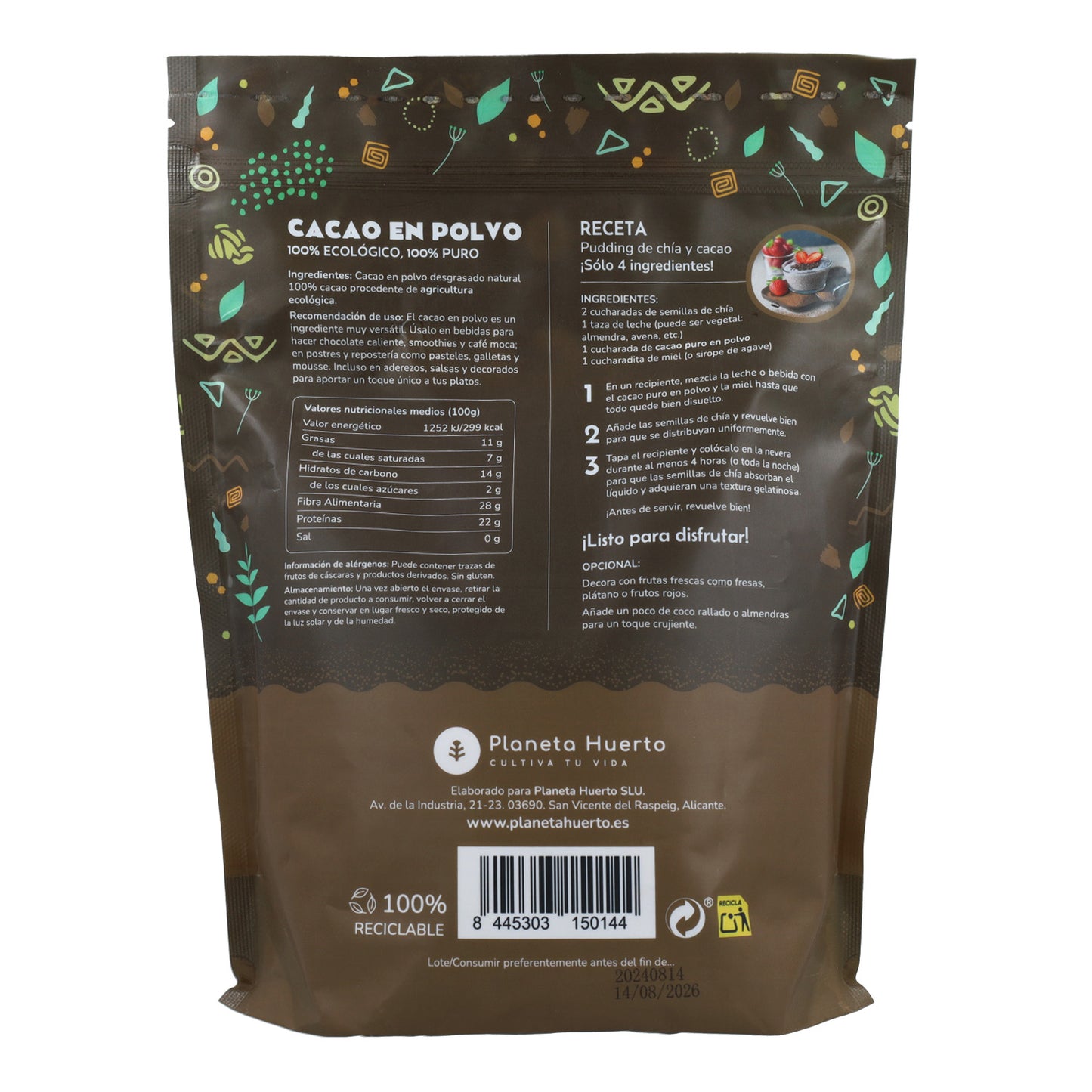 Cacao en polvo ECO Planeta Huerto 1 kg
