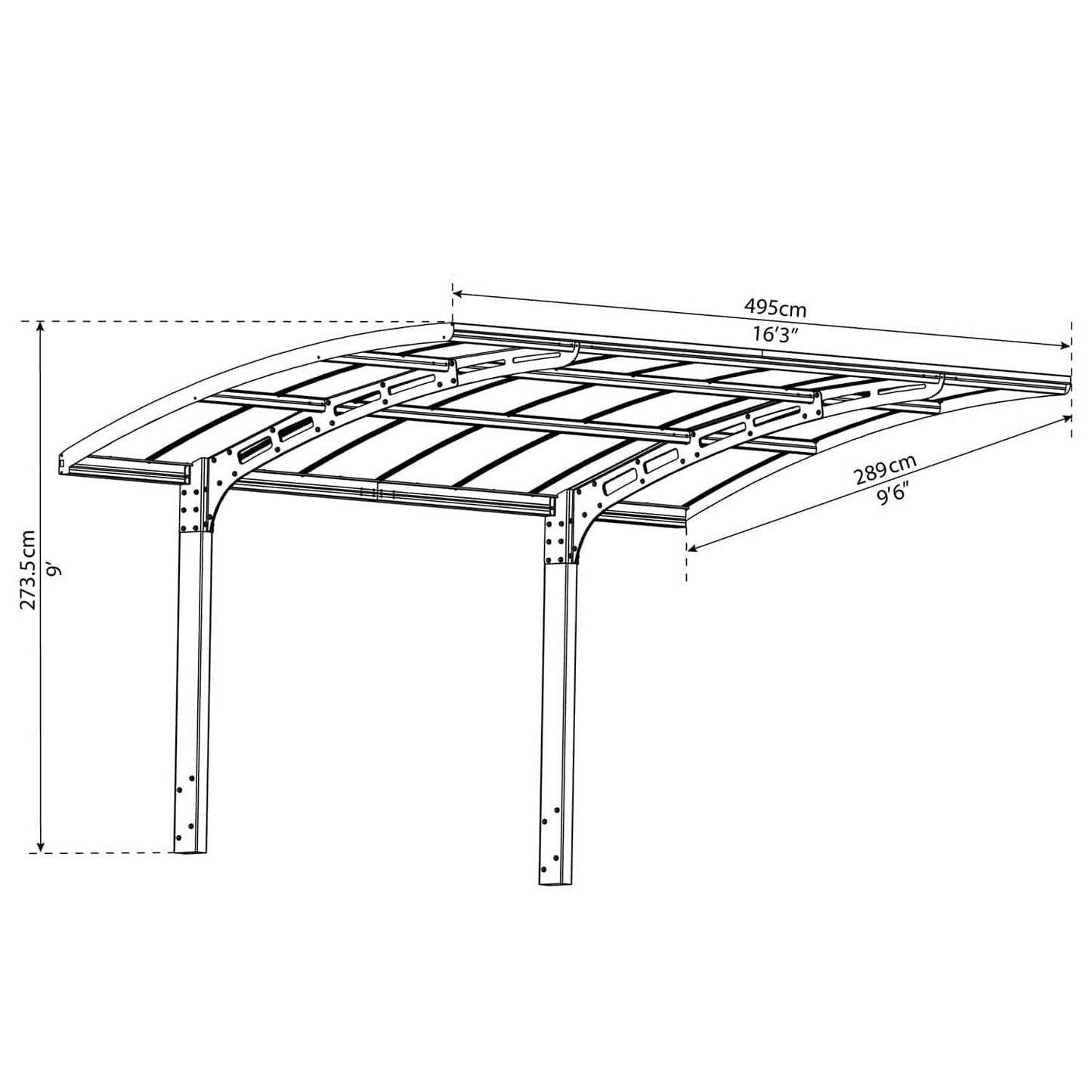 Cochera Carport Arizona Breeze aluminio 495x289 cm Canopia by Palram