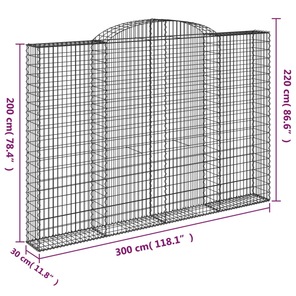Cestas De Gaviones 2 Uds Forma De Arco Hierro 300x30x200/220 Cm_5
