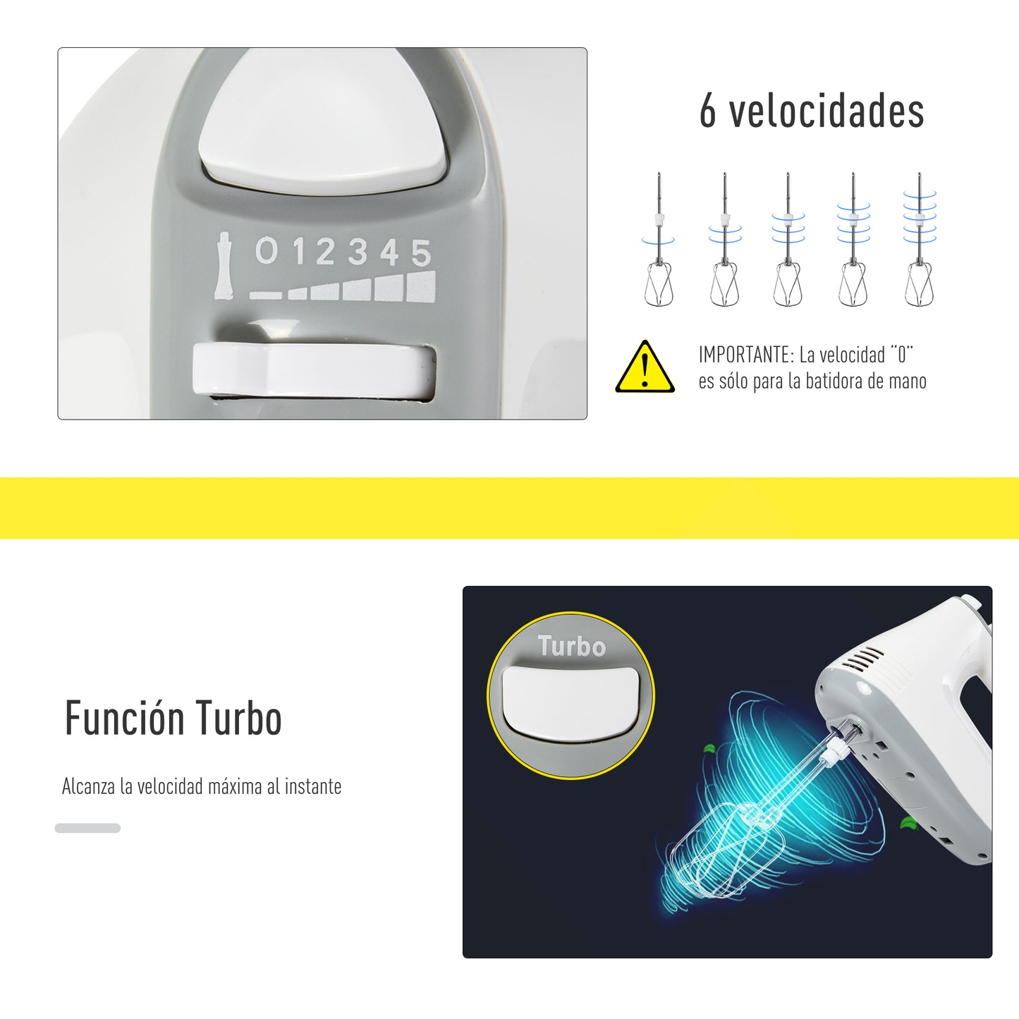 Homcom Batidora Amasadora Repostería 3.4 L 6 Velocidades 300w Acero Inoxidable_5