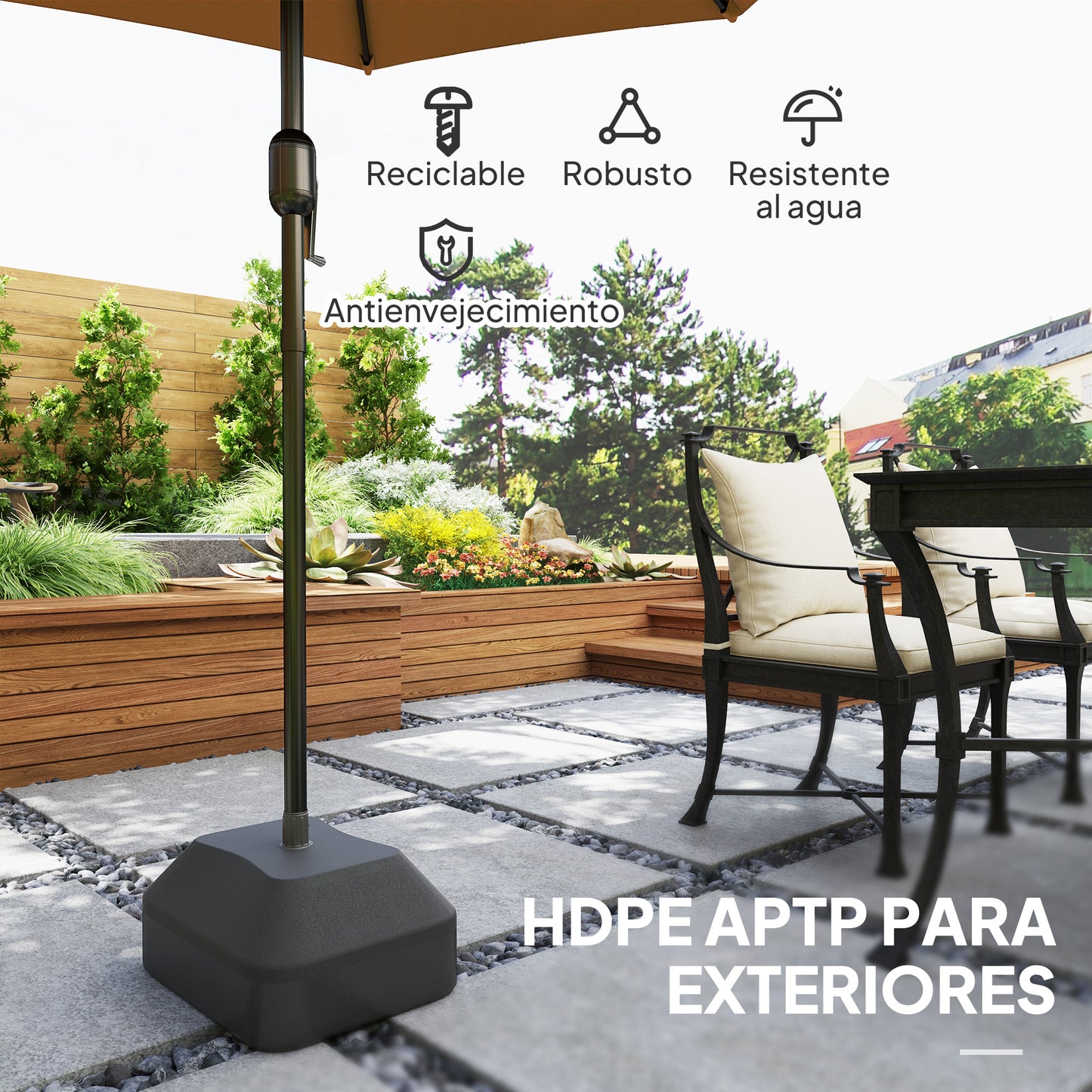 Outsunny Base Para Sombrilla Rellenable Con Agua 20l O Arena 24kg Negro_5