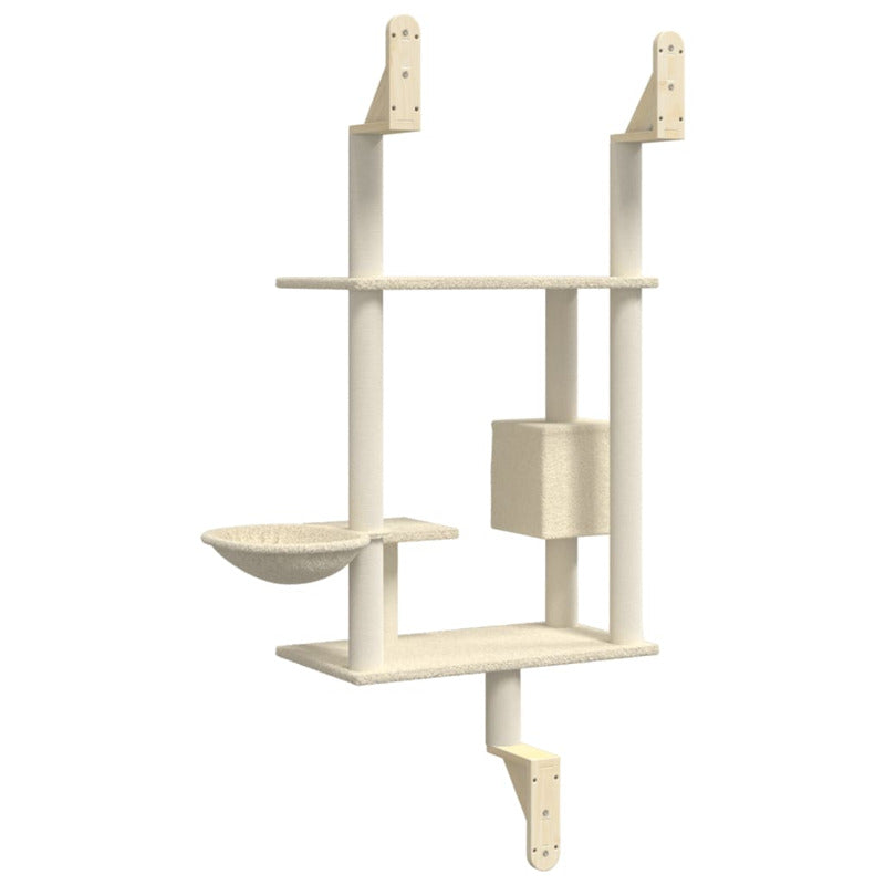 Vidaxl Árbol Rascador Para Gatos De Pared Crema 153 Cm_5