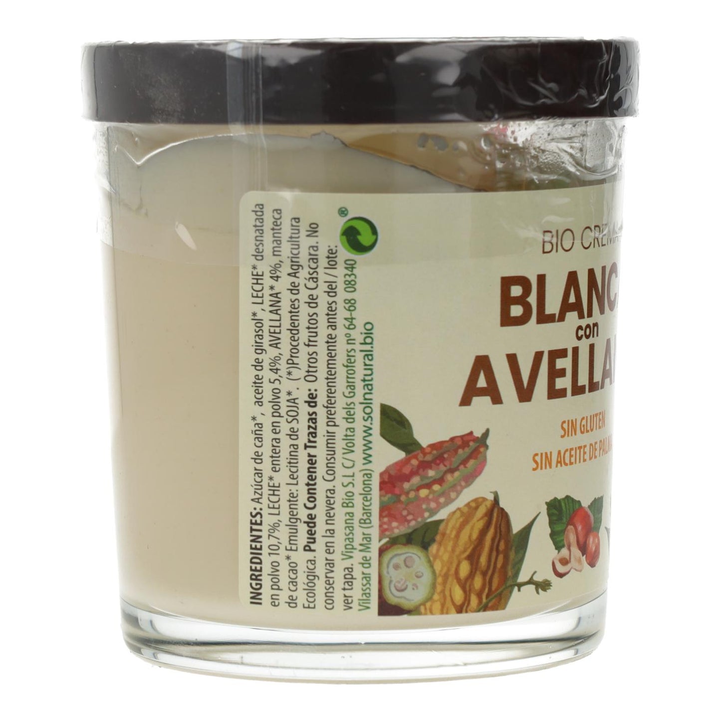 Crema blanca con avellanas bio Sol Natural 200 g