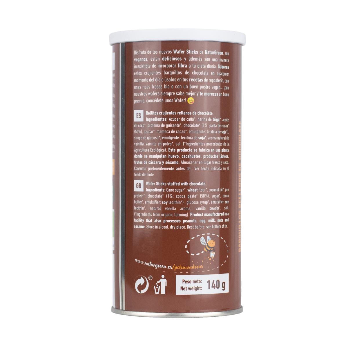 Barquillos Rellenos de Chocolate Bio NaturGreen 140 g