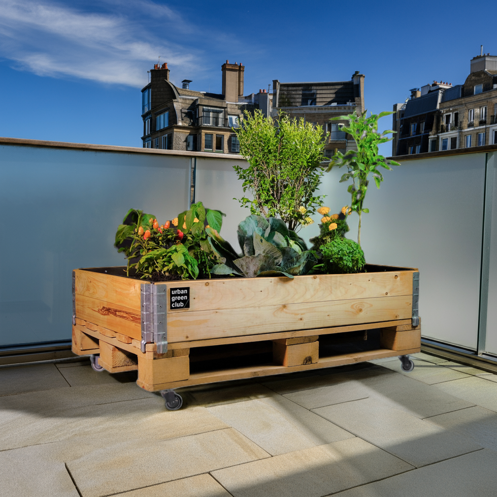 Bancal De Cultivo Pro De Madera De Pino Con Ruedas Urban Green Club - 120x80x40 Cm 200 L_2