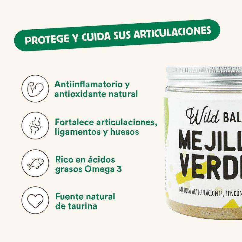 Mejillón de Labio Verde Suplemento natural para mascotas Wild Balance 100 g