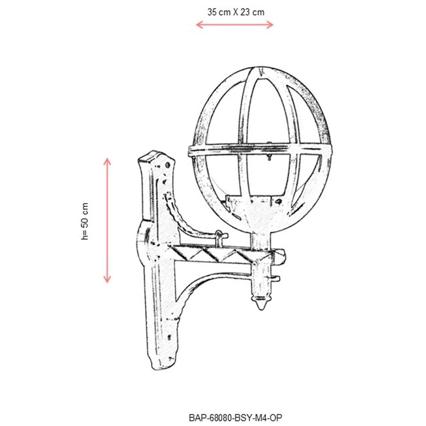 Aplique De Pared Globo En Ángulo Para Exterior, Abs , Negro, 35x23x50, Casquillo E 27 Max 60 W_2