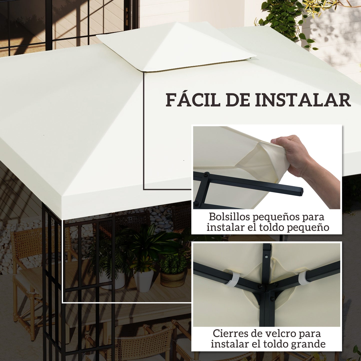 Outsunny Techo De Reemplazo 3x3m Para Estructura De Carpa Cenador_5