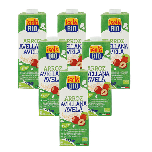 Pack 6x Bebida BIO Arroz y Avellana, Isola Bio, 1 L