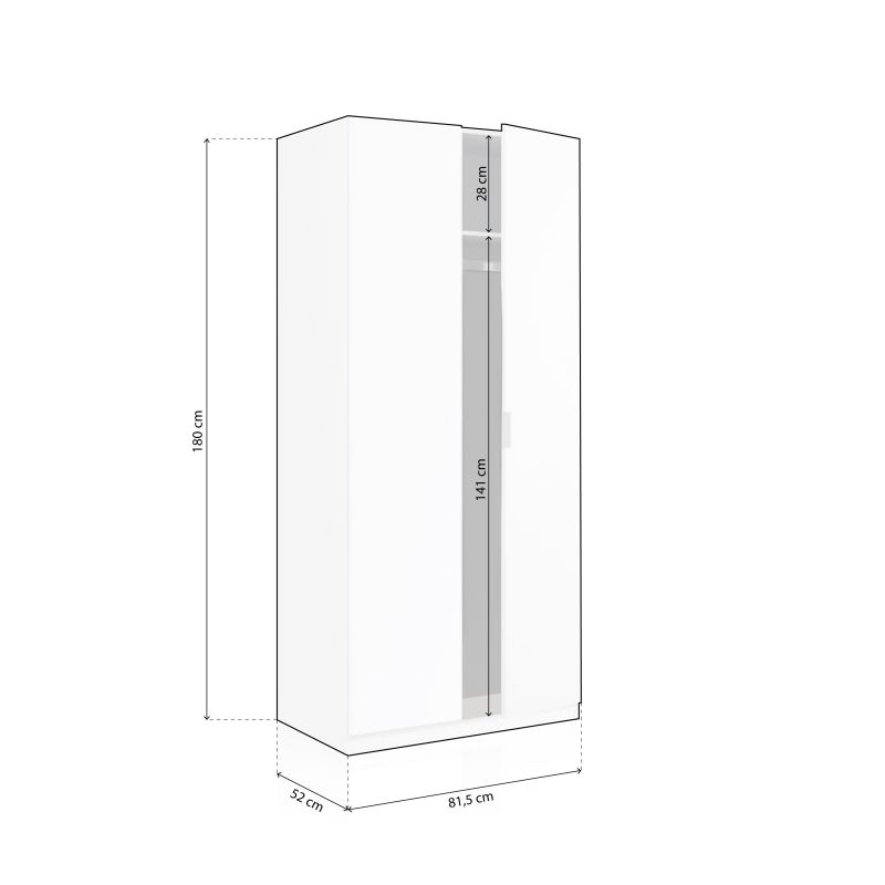 Armario Astra 2 Puertas Melamina, Blanco, 81 X 180 X 52_4