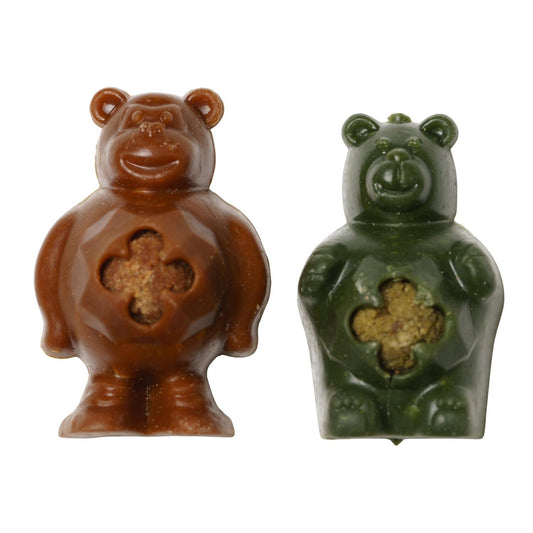 1kg Snacks dental para perro, sin gluten ni cereales. Forma osito de 7cm, de 2 sabores, 25u aprox