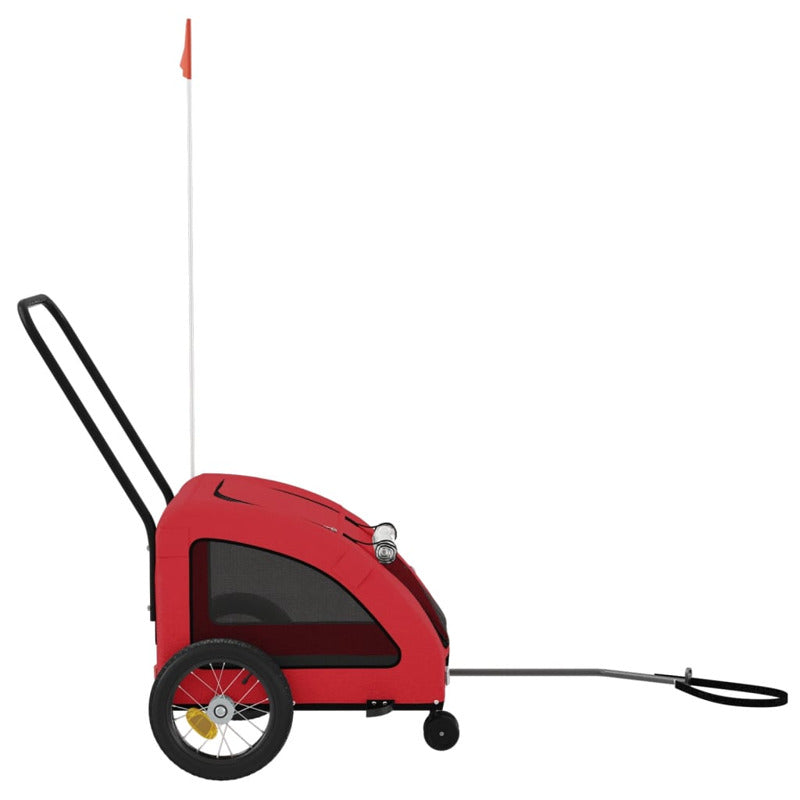 Vidaxl Remolque De Bicicleta Mascotas Hierro Tela Oxford Rojo_5